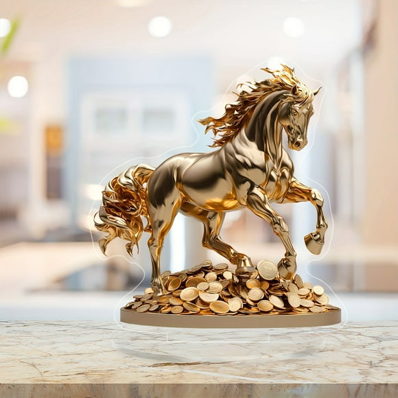 Cagogo Figurine de Cheval en Acrylique à Moins de 5$, Figurine de Décoration de Bureau en Acrylique, Sculpture Animale Moderne pour Bureau, Décoration de Table en Acrylique 3D, Statue Abstraite de Décoration de Bureau à Domicile