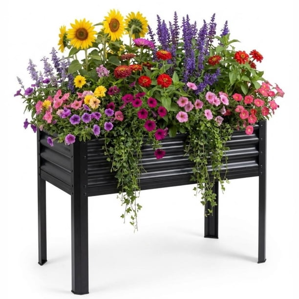 Garvee Cama de Jardín Elevada de Acero con Patas, Capacidad de 400 Lb, 47,2 x 23,6 x 32,3", Negra