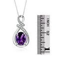 thumbnail image 4 of RYLOS Necklace Sterling Silver Classic Designer Necklace Gemstone &  Diamonds Pendant with 18" Chain 9X7MM Amethyst February Birthstone Womens Jewelry Silver Necklace, 4 of 8