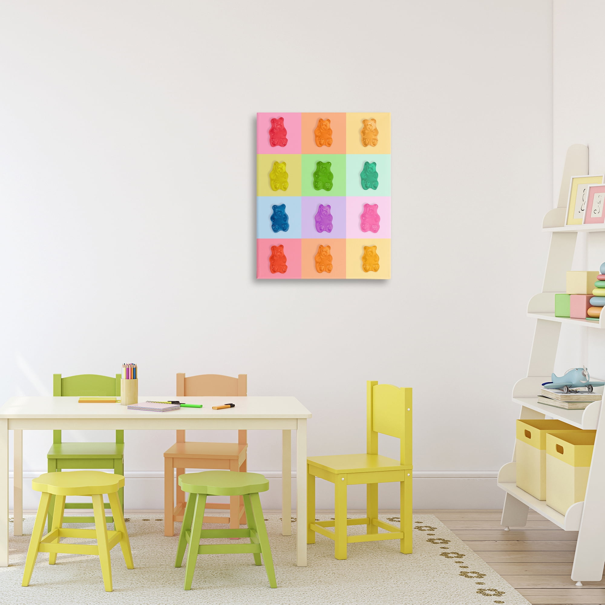 Stupell Industries Rainbow Gummy Bear Candy Grid Canvas Wall Art, design by LISH Creative