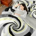 thumbnail image 5 of Manfei Chic Stripes Ombre 7-Piece Bedding Comforter Set, Yellow Abstract Spiral Art King Bedding Sets, Teens Kids Adult Men Women Reversible Bed Sheets, Lightweight Room Decor, 5 of 8