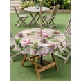 thumbnail image 4 of Outdoor Tablecloth with Umbrella Hole for Patio/Picnic/Party/Camping, Pink Magnolia Waterproof Table Cloth Round Cover Washable, Farmhouse Seasonal Botanical Blossom Florals (Dia 54"), 4 of 9