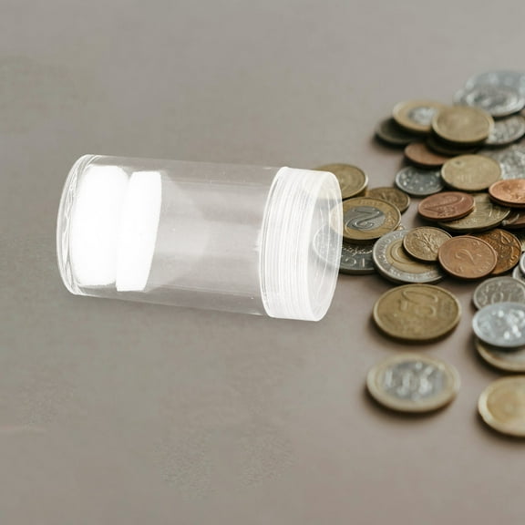 MLINS 10pcs Transparent Coin Collecting Tube Plastic Coin Holder Airtight Collection Storage Money Tube Container Money Storage Holder
