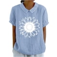 thumbnail image 2 of Fznquz Womens Going Out Tops Loose Blue Casual Short Sleeve Shirt Summer Henley Graphic Women’S Blouses, 2 of 4