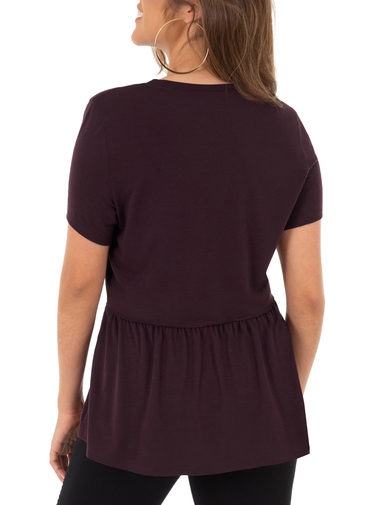 Wright's Womens Short Sleeve Peplum Waist Top