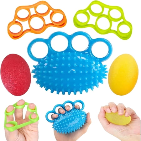 Hand Exercise Squeeze Balls Grip Strength Trainer Finger Recovery Kit Improve Fingers Flexibility Stress Relief & Physical Therapy Multiple Resistance Levels 3 Types Set of 5