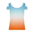 thumbnail image 5 of fatyb Cold Shoulder Womens Gradient Tops V Neck Short Sleeve Blouses Loose Basic Tees Summer Casual Shirts, 5 of 5