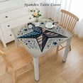 thumbnail image 2 of HAOXIT Kitchen Fitted Tablecloth for Square Table,Red Navy Star and Stripe Table Cover with Elastic Edge Waterproof Cloth,USA Flag Circle Covers Indoor 44''x44'', 2 of 7