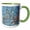 Green/White, variant on 3drose, Ebru Style Abstract in Cerulean Blue, 11oz Two-tone Green Mug