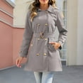 thumbnail image 2 of XFLWAM Women's Trench Coat Lightweight Lapel Double Breasted Hooded Overcoat Casual Coats Outerwear with Belt, 2 of 6