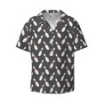 thumbnail image 2 of Lafuoo Bowling Pins Pattern Men's Cuban Collar Short Sleeve Shirt, Button-Down Resort Beach Pocket Shirt-4X-Large, 2 of 7