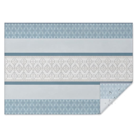Blue Geometric Striped Pattern Rectangle Tablecloth 60"x84",Waterproof Polyester Rectangle Table Cloth, Wipeable Spillproof Polyester Tablecloth for Dining, Camping, Indoor and Outdoor