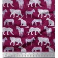 thumbnail image 1 of Soimoi Red Poly Georgette Fabric Tiger,Leopard & Wild Animal Printed Fabric 1 Yard 42 Inch Wide, 1 of 1