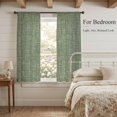 thumbnail image 4 of Dark Green Sheer Curtains 63 Inches Long, Farmhouse Vintage Green Solid Color Modern Light Filtering Window Curtains for Living Room, Rod Pocket Voile Sheer Curtain Drapes, 52"W x 63"L, 2 Panels, 4 of 9