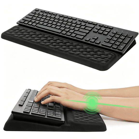 GJX 2-In-1 Keyboard Stand and Wrist Rest,Ergonomic Adjustable Keyboard Riser with Memory Foam Cushion,Non-Slip Silicone Base,Wrist Support for Typing,Gaming,Office and Study