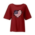 thumbnail image 4 of BRGZLK Women's V Neck T-Shirts Summer American Flag Printed Tees Casual Short Sleeves V Neck Loose Blouse Tops Red XXL, 4 of 5