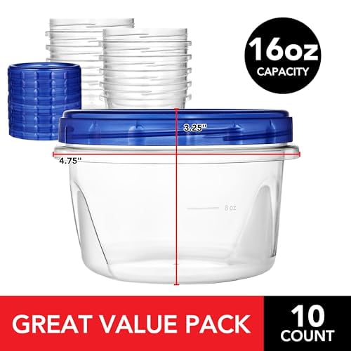 Stock Your Home 16oz Plastic Containers with Twist Top Lids - Thumbnail 5
