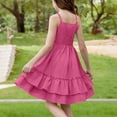 thumbnail image 6 of Busydd Girls Summer Dress 4-15 Years Fashion Pleated Square Neck A-Line Sundress Casual Solid Color Sleeveless Teen Girls' Dresses 6-7 Years, 6 of 8