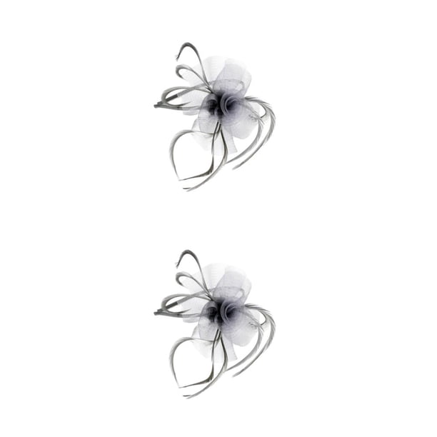 Jumpingount Tocado de malla para mujer, accesorios de fotografía multicolor, tocado ajustable para fiesta de Cosplay, banda para el pelo para Gris claro 2Conjunto