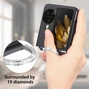 for Oppo Find N3 Flip Case with Ring, Slim PU Leather Protective Cover Phone Case Oppo Find N3 Flip ZH Black