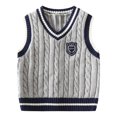thumbnail image 2 of Enyan Baby Boys Girls Sweater Vest School Uniform V Neck Comfort Knitted Sleeveless Pullover Sweater Vest(Grey,6-7 Years), 2 of 7