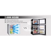 3.5 Cu.Ft Compact Refrigerator Mini Fridge with Freezer, Small Refrigerator with 2 Door, 7 Level Thermostat Removable Shelves for Kitchen, Dorm, Apartment, Bar, Office - Black