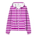 thumbnail image 4 of Kaemgyyd Women's Oversized Hoodies Full Zip up Stripe Printing Long Sleeve Sweatshirts Drawstring Jackets Coat with Pockets, 4 of 5