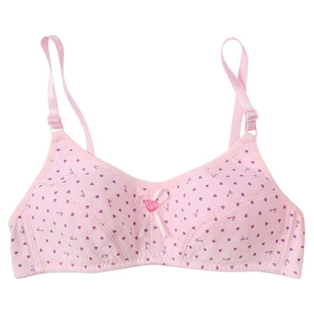 Little Girl Bras Training Bra Breathable Cotton Bra Summer Lightly Adjustable Strap Wireless Comfortable Bralette  Pink  34