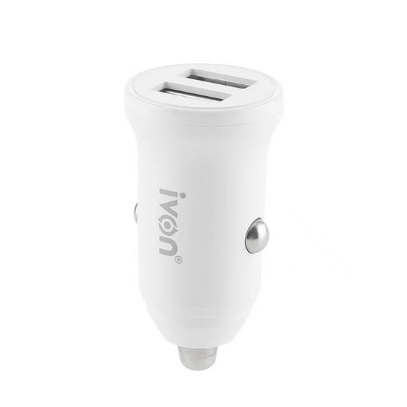 axGear Car Charger with 2 USB Ports 12-24V Input 5V 3.1A Output White