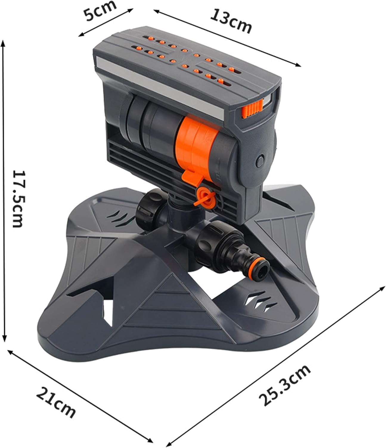16-Nozzle Oscillating Sprinkler, Leak-Proof Metal Connector & Dual Filter System, 4 Adjustable Spray Modes, Large Area Lawn Sprinkler for Yard Garden Watering