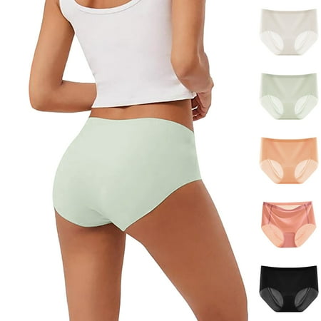 Ladies Soft Brief Underwear Mixed Color 5 Pack Silk Seamless Breathable Dailywear Panties Lightweight Comfy Stretch Underpants