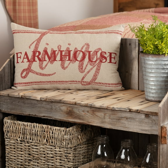 VHC Brands Sawyer Mill™ Red Farmhouse Living Throw Pillow for Couch Chair Sofa Bed 14x22
