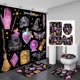 thumbnail image 1 of Juego de 4 cortinas de ducha con diseño de gato negro y bruja, tarot, serpiente, fase lunar, celestial, mística, gótica, decoración de baño, cortina de ducha de tela impermeable, alfombrilla de baño, 1 of 7