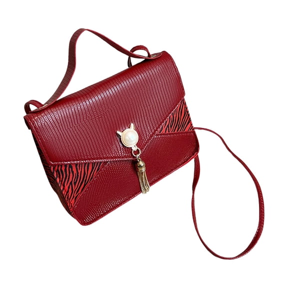 Yunhgft Women Flap Shoulder Bags Satchel Fashion Portable Pouch Casual Tassel Hasp Girls red