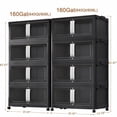 thumbnail image 2 of Broview V70 Stackable Storage Bins Extra Large 320 Gallon (1280 Quart), Plastic Box, Stackable & Foldable, Clear Doors, Magnetic Closure, 360° Wheels, Black 8pack, 2 of 7