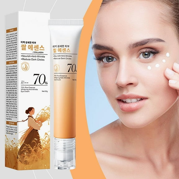 HHBEAUTY Rice Eye Serum with Niacinamide Correction for Puffy Eye Bags Fine Lines Dark Circles Wrinkles, Korean Skin Care