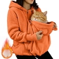 thumbnail image 5 of GUOBIOZIY Womens Zip Up Fleece Hoodie Large Front Pet Holding Pouch Long Sleeve Drawstring Loose Casual Outerwear Jacket, 5 of 9
