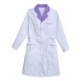 thumbnail image 4 of TiaoBug Women's Nurse Dress Cosplay Uniform Lab Coat Doctor Medical Outerwear Purple Curved Lapel S, 4 of 6