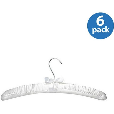 White Satin Padded Hangers - Honey Can Do Unscented Satin Padded Hangers, 6-Pack