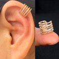 thumbnail image 1 of Pendientes con Clip para envolver el manguito de circonia cúbica del arco iris de geometría hueca, pendientes para mujeres y niñas, Clips para hueso de cartílago de la oreja, pendiente falso sin perforación Tan Jianjun unisex, 1 of 2