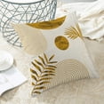 thumbnail image 4 of Boho Summer Outdoor Pillow Covers 18 x 18 Inch, Mustard Yellow Leaf Decor Throw Pillows for Couch Bed, Modern Abstract Plant Indoor Farmhouse Decorative Pillowcase Linen Cushion Cover Set of 2, 4 of 6