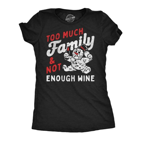 Womens Funny T Shirts Too Much Family And Not Enough Wine Sarcastic Drinking Graphic Novelty Christmas Tee For Ladies Womens Graphic Tees