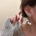 thumbnail image 3 of Nuevos pendientes de circón de diseño de moda con personalidad para mujer, pendientes ligeros de lujo con borlas de perlas para mujer Feliz Sencillez, 3 of 4