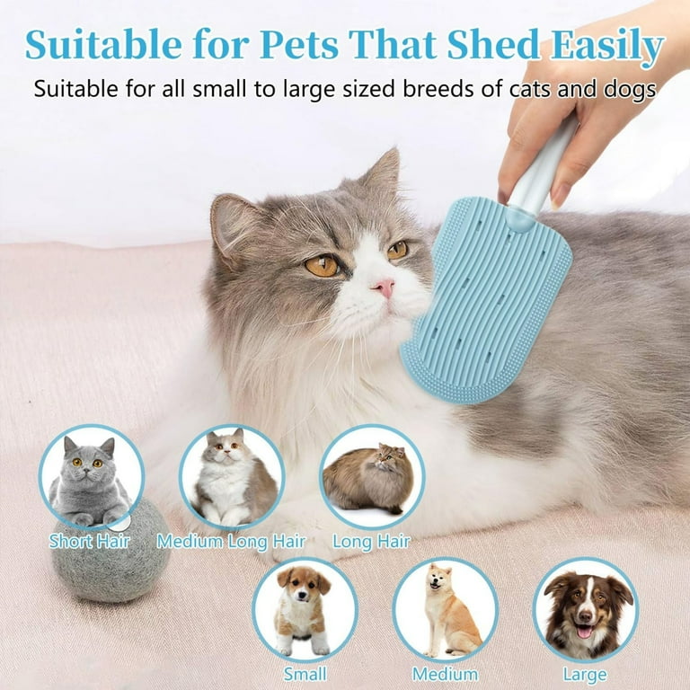 3-Pack Cat Brush for Shedding, Cat Grooming Brush Set Double