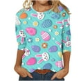 thumbnail image 2 of POTETI Easter T Shirts,Womens Easter Summer 3/4 Sleeve Crew Neck Tops for Women, 2 of 4