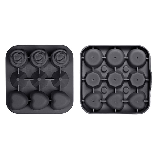 Moho de cubitos de hielo de rosa - Bandeja de silicona con 9 cavidades para cócteles y café, de liberación fácil, apta para lavavajillas, apta para alimentos