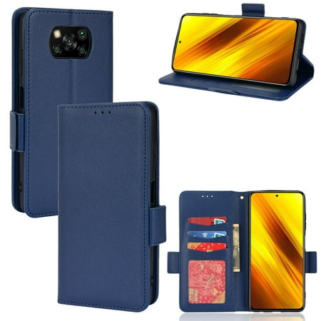 Xiaomi Poco X3 NFC Case , PU Leather Flip Cover Card Slots Magnetic Closure Wallet Case for Xiaomi Poco X3 NFC