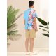 thumbnail image 5 of Lars Amadeus Camisa de patchwork de playa con botones y manga corta con estampado hawaiano para hombre Azul M Unique Bargains Camisa, 5 of 6
