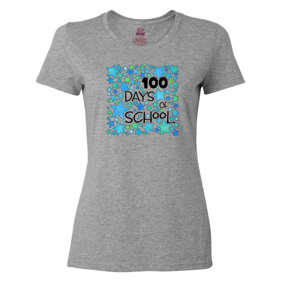 Inktastic 100 Days of School Stars in Blue Women's T-Shirt