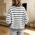 thumbnail image 6 of Fengqque Lady's Winter Long-sleeved Button-down Knitted Cardigan With Striped Sweater Coat, 6 of 7